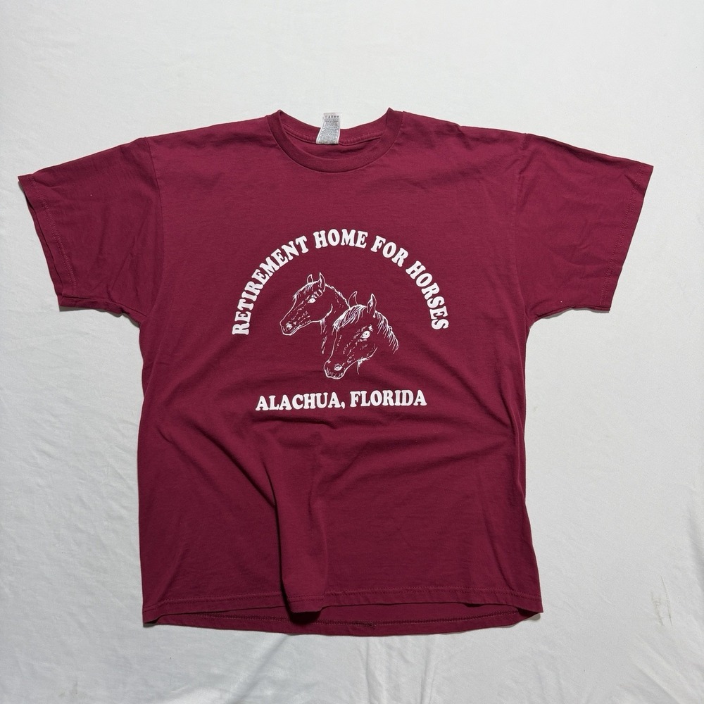Vintage Retirement Home For Horses Alachua Florida Graphic Tee Shirt XL Maroon